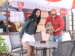 Wild brunette with a skinny body enjoying a hardcore fuck in public
