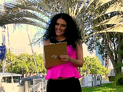Wavy haired Latina milf fingering her pussy before getting smashed in pov