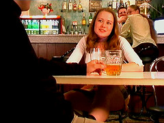 Very horny and salacious babe gets fucked warmly on the club's table