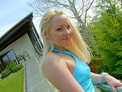 European blonde takes it straight to her tight ass