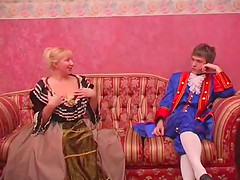 Dazzling cougar enjoys having her tight pussy drilled on the couch