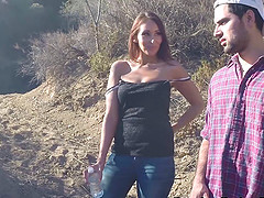 Latina gets fucked hard outdoors by the border patrol man