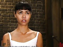 Asian Teen Gets Her First Try At A BDSM Game With A Big Cock