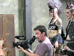 Meet tattooed pornstars assimilating rock stars with guitars backstage in a reality shoot