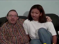 Dick loving Asian bitch enjoys sucking white cocks