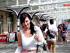Busty punk babe sucks and fucks the nerdy guy until he cums