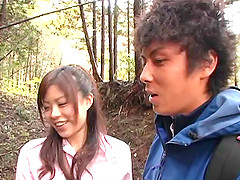 Out in the woods with a beautiful hardcore Japanese girl