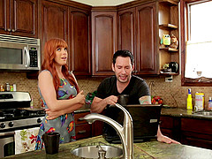Milky white redheaded wife does a double penetration