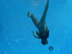 Dazzling teens decided for cave licking while swimming outdoor