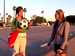 Soccer mom brings home a cute slut to share with hubby