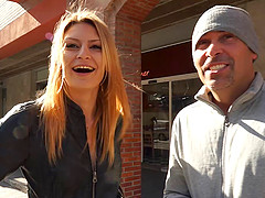 Experienced babe agrees to ride the stiff schlong inside the car