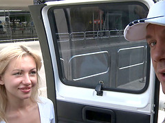 Skintight top on this temptress they fuck in the van