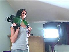 Load of cum in her mouth after fucking a black cock in doggy style