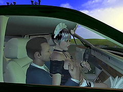 Busty 3D cartoon maid getting fingered and fucked