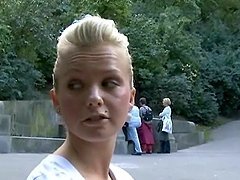 Fucking A Hot Blonde Girl's Shaved Pussy In Public