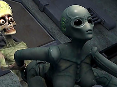 Sexy 3D cartoon alien babe fucked hard by a martian