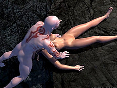 Busty 3D babe getting fucked hard by a monster