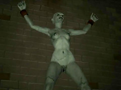 Tied up 3D cartoon zombie babe getting fingered good