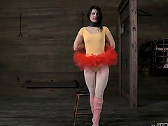 Charming slave smocking after enduring BDSM torture
