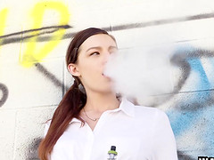 Unprotected sex with cute college girl Avery Moon ends in a huge creampie! Oops!