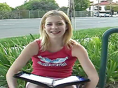 Geeky babe Leah Luv covered in cum after a nice blowjob sessions