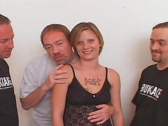 Hood Rat Blonde Group Fuck Sperm Swallow
