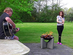 Alegra and Udo playing the guitar and getting naked to have sex