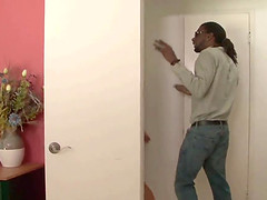 Black hunk fills hot blonde babes mouth and pussy with cock