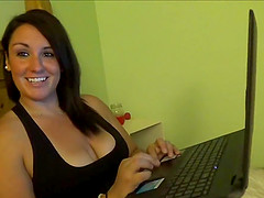 Chubby babe gets a finger in the ass right before a big cock slides in.