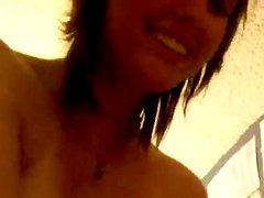 POV Riding With A Horny Brunette And Her Lover
