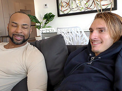 Excited gay Derrick Lynch blowing Ray Diesel and having fun