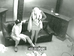 Camera caught how a lustful couple gets naked and starts fucking