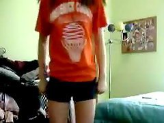 Skinny teen masturbating all alone