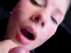 Blonde hot car blowjob and nasty facial