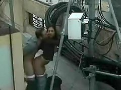 Hot brunette girl fucked hard here in public
