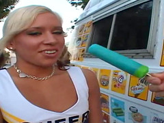 Kacey Jordan is a cheerleader who often stops by the ice cream truck