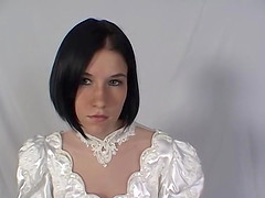 Dark haired teen with big tits sucks and then gets her asshole penetrated