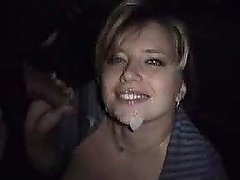 Horny Blonde Has Her Big tits Covered By Hot Cum