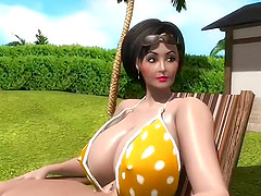 Nick and Rowan, Garden sex with their busty girlfriend