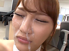 Stunning Wakana Nao likes when horny guys cum on her face