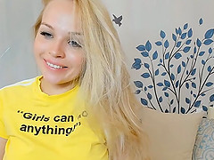 Cute Busty Blonde Makes Love with Her Dildo