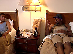 Latino teen gay guy gets his ass and mouth filled with black dick