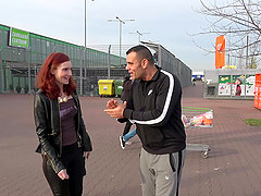 Redhead MILF Shelly picked up on the street and fucked in a car