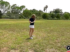 Lily Rader taken for a ride and a pussy fuck outdoors
