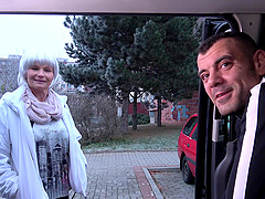 Short haired mature Clarisa picked up on the street and cum sprayed