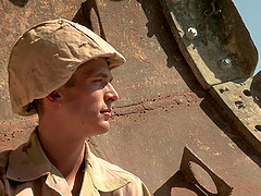 Army dudes blow each other and fuck out in the field