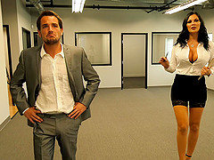 Slutty secretary Jasmine Jae fucks and eats cum at the office