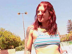 Redhead Hayden Field gets fucked doggystyle by monster dong