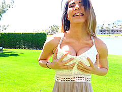 Outdoor public pussy and tits exposure from bombshell babe Alyssa