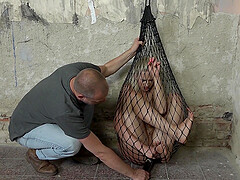 Kidnapped and tied up in a net submissive slave Katy Sky